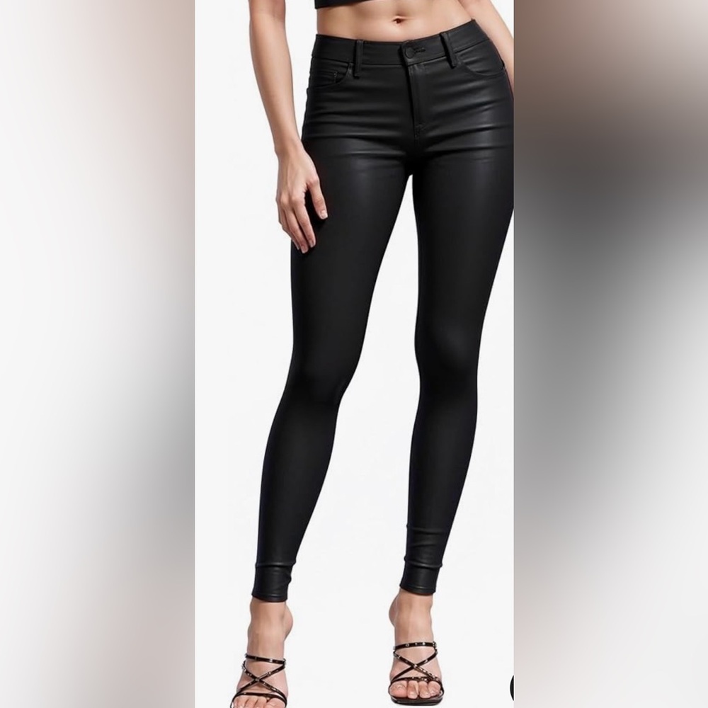 Hybrid & Company Faux Black Leather Jeans